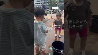 1歳7ヶ月🌼打ち水のイベントに参加したらまさかの…？　#shorts #赤ちゃん