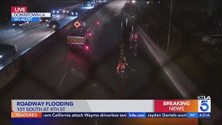 Flooding closes portion of 101 Freeway through downtown L.A.