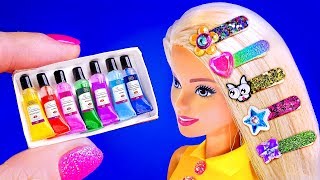 18 DIY BARBIE HACKS ~ Miniature Hair Clips, Acrylic Paint Set, Dog Carrier Bag AND MORE!