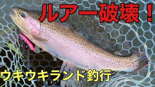 【釣れすぎてルアーが破壊！】フィッシングエリアウキウキランド（Fishing Area UK）釣行【エリアトラウト　管理釣り場、管釣り　釣り　ハイドラム】