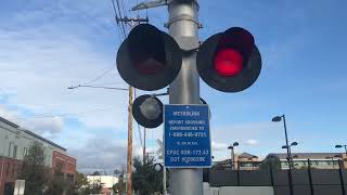 ⁠@hawaiiskylineandelevators4115 Amtrak 580 and Metrolink 858 crossing Palm Ave LC in Orange, CA