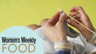 Decrease stitches with knitting two together (k2 tog) | Learn to knit