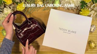 ASMR TEDDY BLAKE Luxury Bag Unboxing & Review 🌼 Italian Leather Sounds, Tapping & Crinkles