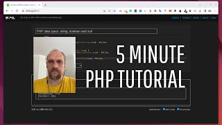 PHP data types string, boolean and null - 5 minute tutorial (no sound)