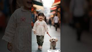 Little Dog Walking Cutest Girl 🥰❤️ #trending #babyfasion #viraltrend #babybulldog #shortsfeed #fypシ゚