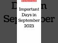 September 2023: Full List of important National and International Days | Special days in Sept- 2023