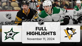 NHL Highlights | Stars vs. Penguins | November 11, 2024