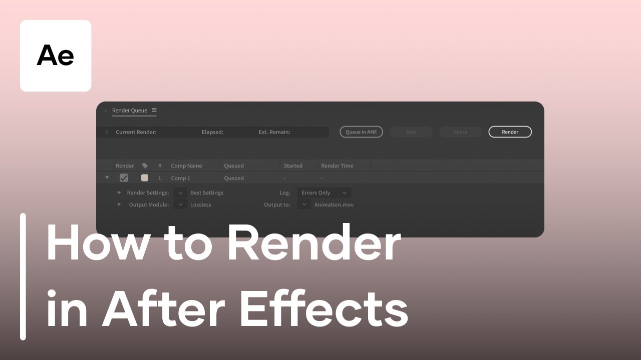 How To Render In Adobe After Effects Youtube