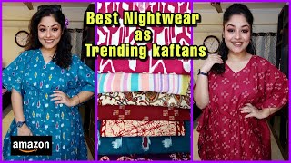 Amazon Haul😍Dailywear Kaftans \u0026 Nightwear Cotton /Ethnic Print/ Ikkat Nightgown😍Vaishali