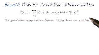 Corner Detection Mathematics
