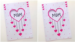 💖 White Paper 💖 Cute Mother's Day Greeting Card • Pink Falling Hearts Card for mother • mother's day