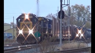 CSX 8709 EMD Locomotives lined up, the SD60 vs the GP38-2