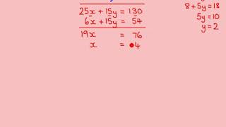 Clip 162 Simultaneous Equations Algebraically OMM