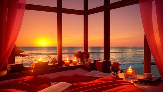 Sweet Sunset Serenade by the Seaside: Enjoy Summer Jazz Nights in Cozy Bedroom 4K for Relax \u0026 Unwind