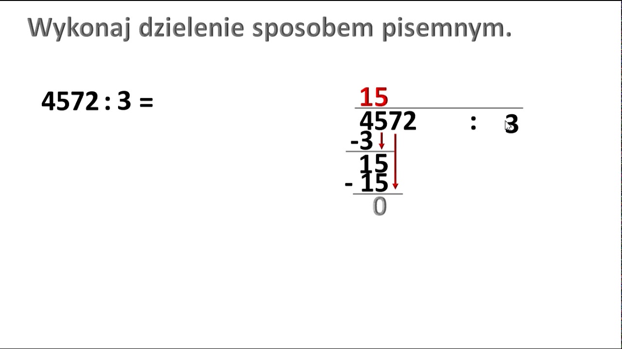 Dzielenie Pisemne Liczby Wielocyfrowej Przez 3 - Przykład 1. - YouTube