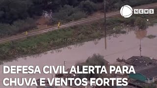 Defesa Civil do Rio Grande do Sul faz alerta de chuvas e ventos fortes