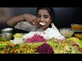 asmr eating south indian thali sadhya rice papad sambar kheer veg stir fry asmr eating food video