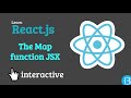 02 Using the map function an array in JSX React js to HTML - React js Interactive Tutorial Exercises