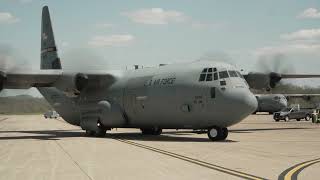 Two C-130 J-30 Super Hercules aircraft take off for Sentry Storm 2024