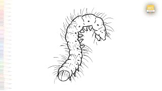 Hairy Caterpillar drawing easy | Outline sketches | How to draw Hairy Caterpillar simply #artjanag