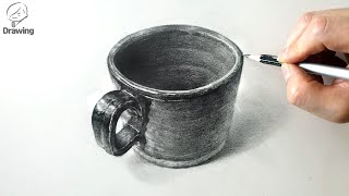 연필소묘 기초정물 개체묘사 컵 그림그리기 - How to draw Cup [Drawing woo]