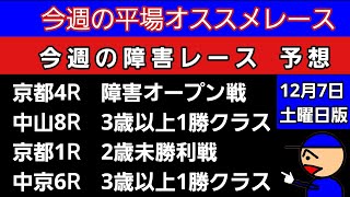 [平場オススメレースと障害レースの予想]12月7日土曜日版　障害オープン戦　2歳未勝利戦　3歳以上1勝クラス