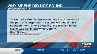 Official explains why tornado sirens didn’t sound throughout Shawnee County on Tuesday morning