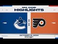 NHL Highlights | Canucks vs. Flyers - October 19, 2024