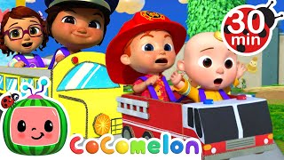 Wheels On The Bus Race | Nina's ABCs | CoComelon Songs for Kids & Nursery Rhymes