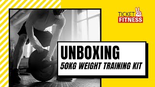Unboxing DOMYOS 50 KG Weight Training Dumbbells and Bars Kit  - Decathlon