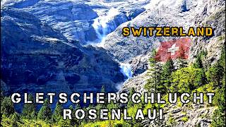 4K VIDEO Beautiful Waterfall Gletscherschlucht Rosenlaui Switzerland 2024