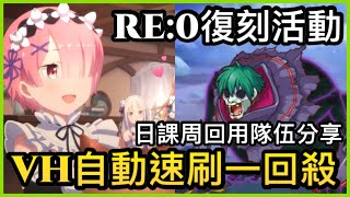 活動攻略📖『RE:0復刻-VH難度速刷用自動一回殺！』多目標王就來個魔法隊伍吧🪄  皓子｜超異域公主連結 Re:Dive