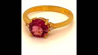 Red Mahenge Spinel 1.66ct Natural Diamonds Solid 22K Yellow Gold Ring