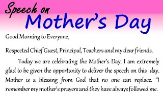 Mothers day speech in English 2022 speech on mother's day in English may  8 speech speech on mothers