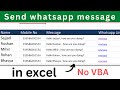 Send whatsapp message in excel no vba | Whatsapp message using excel