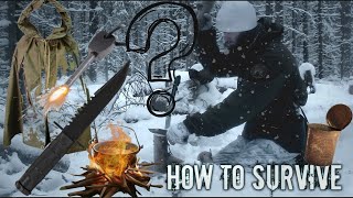 5 item SURVIVAL CHALLENGE • MINIMAL GEAR • BUSHCRAFT WINTER CAMPING