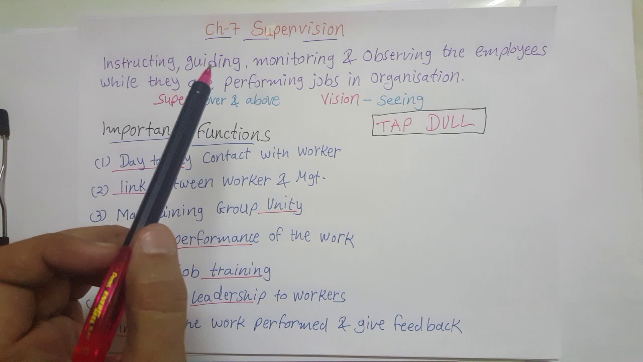 Ch 7 Supervision - Importance/ Functions Of Supervisor - YouTube