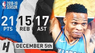 Russell Westbrook Triple-Double Highlights Thunder vs Nets 2018.12.05 - 21 Pts, 17 Ast, 15 Reb!