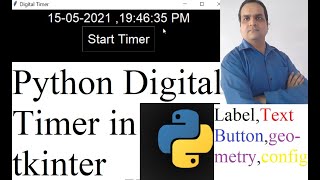 How to Make Digital Timer |Digital Clock | Using tkinter Python programming a professional Approach