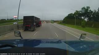 Semi Trailer Brakes Explode & Hit Car