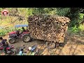 tractor carrying wood faces dangerous curves – a challenging journey