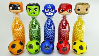 3 minutes Oddly Satisfying Video l Rainbow Beads Bottle With Superheroes