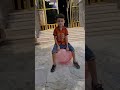 Jumping on pink Inflatable bouncing ball #shorts