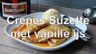 Crêpes Suzette with vanilla ice cream