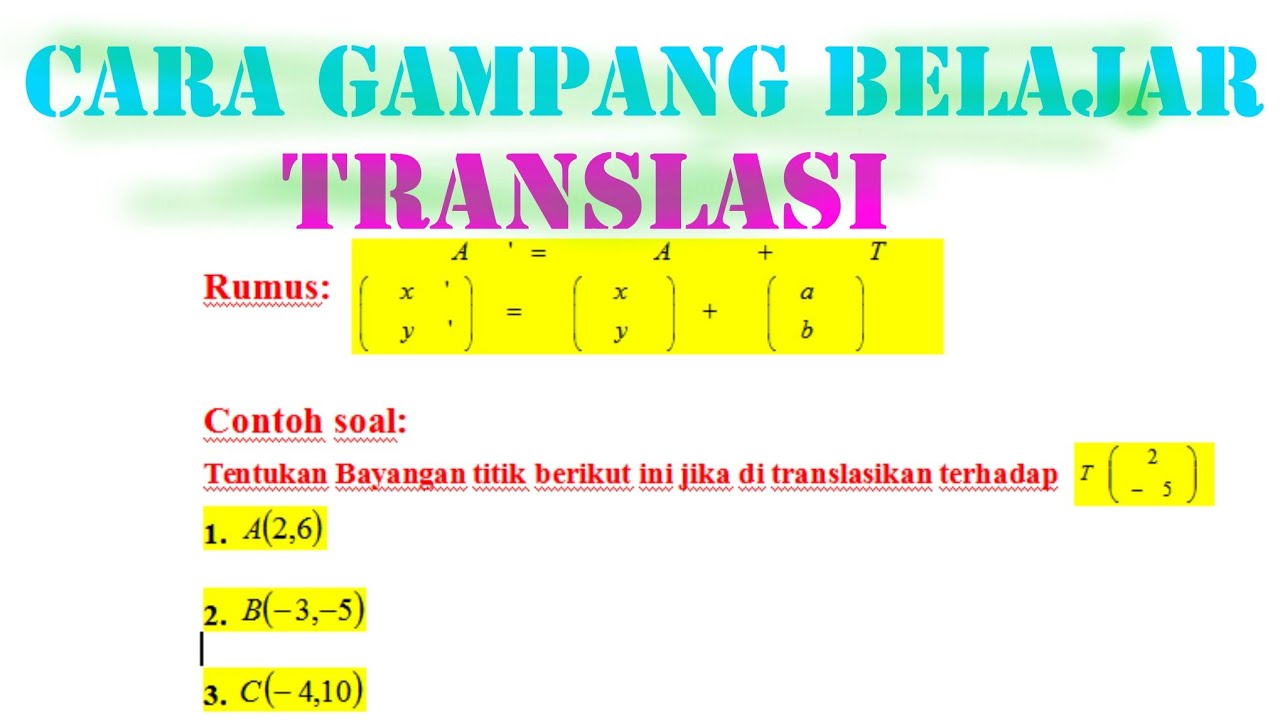 Translasi Matematika Wajib Kelas XI - YouTube