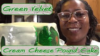 Green Velvet Cream Cheese Pound Cake | Cream Cheese Filling | Holiday Recipe