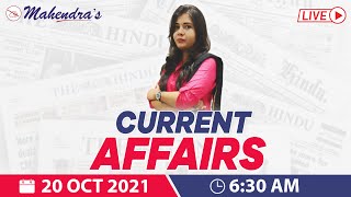 20th October Current Affairs 2021 | Current Affairs Today | Daily Current Affairs 2021 | 6:30 am