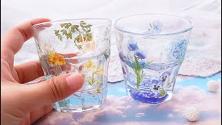 (eng)평범한 유리컵을 손쉽게 리폼하는 방법💎DIY 플라워 유리잔 만들기🌻