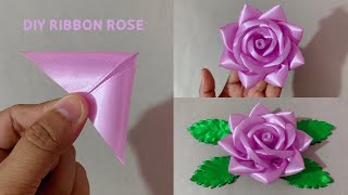 Very Easy Idea | How to Make Satin Ribbon Flower | Make 1 satin ribbon flower | DIY ribbon rose