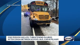 One person suffers life-threatening injuries after crash between school bus, car in Pelham